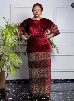 Āfrikas Kleitas Sievietēm 3 Gabals, kas Dashiki Dimantu Top Svārki Āfrikas Drēbes Bazin Broder Bagāts Modes Tērpu Femme Hiver ir 2021.