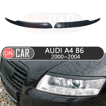 Audi A4 B6 2000-2004 lukturi plakstiņu auto stils uzacis apdares uzlīmes segtu uzacīm plakstiņu apdares tuning apdare