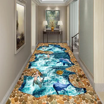 3D Delfīnu Sirēna Gaitenis Durvju Paklājiņš, Virtuves, Guļamistabas Grīdas Paklājs Dzīvojamās Istabas Paklāja