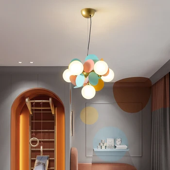 LED Luksusa Lustras Mūsdienu Multi-head Home Deco Lustras Apgaismojums Bērniem, viesistaba, Guļamistaba Stikla Bumba Karājas Lampas