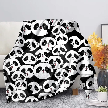 HUGSIDEA Super Mīksts Ceļa Segu Jauki Panda Iespiesti Flaneļa Vilnas Segu, Sieviešu, Bērnu Dīvāna, Krēsla, Gultas Segu