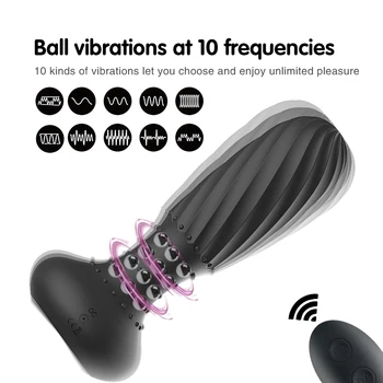 Bezvadu Rotācijas Pērlītēm Vibrējošo Anālo Butt Kontaktspraudņi Tūpļa Vibrators ar Prostatas Masāža Sievietēm G-spot/Clit Stimulācijas Silikona Seksa Rotaļlietām