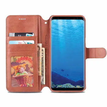 AZNS Vintage Genuine Leather Flip Case For Samsung Galaxy S20 S10 S8 S9 Plus Piezīme 20 10 9 8 Luksusa Kartes Slots, Maks Tālruņa Vāciņu