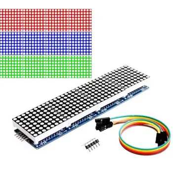 MAX7219 4 1 Display LED Dot Matrix Mikrokontrolleru MCU Vadības Modulis ar 5P Līniju Zils Zaļš Zils Panelis U1JE