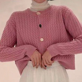 Parīzes Meitene Salds O Kakla Džemperis Sievietēm Īsā Jaciņa 2020. Gadam, Elegants Ar Garām Piedurknēm Vērpjot Džemperis Cietā Gadījuma Adīti Topi Pull Femme