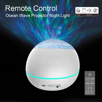 Ūdens Viļņu Projekcijas Lampa LED Nakts Gaisma Mūzikas Atskaņotājs, Skaļrunis Remote Control Laimīgs Akmens Okeāna Aurora Ūdens Viļņu Projektoru