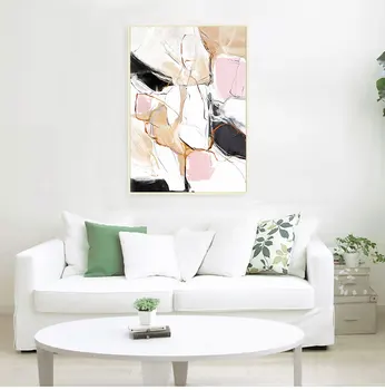 Mūsdienu Anotācija Skaists Krāsains rozā Audekla Apgleznošana Sienu Mākslas dzīvojamā istaba Ziemeļvalstu Drukāt Skandināvijas Apdare Attēlu