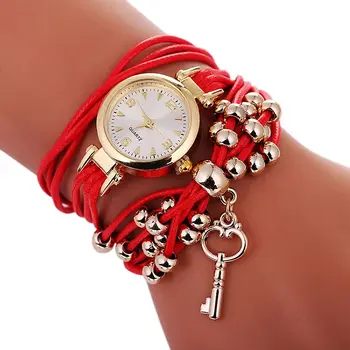 100pcs/daudz modes elegance atslēgu piekariņu aptīšanas ādas skatīties wrap kvarca gadījuma rokas pulksteņi sievietēm vairumtirdzniecības pulkstenis