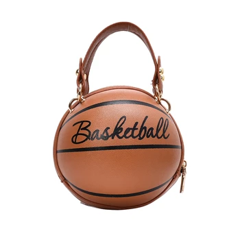 Modes Brūna Basketbola Formas Ķēdes Tote Somas Sievietēm Rāvējslēdzēju Bumbu Somas Plecu Messenger Bag Dāma Kārta Crossbody Somas