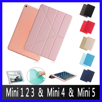 Lietā par iPad Mini 5 4 3 2 1 Gadījumā PU Āda Mīksta Silikona Atpakaļ Multi Stand Miega Smart Cover for iPad Mini 2 5 2019 Gadījumā Fonds