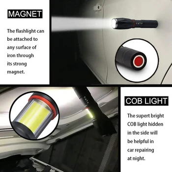 COB Led Lukturīti L2/T6 Lanter lāpu paslēpta zibspuldzes gaismas astes super magnētu dizains ar 18650 akumulatoru Velosipēds Gaismas