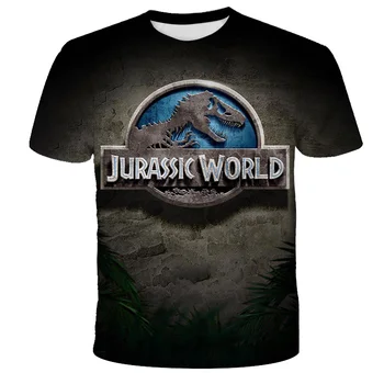 Zēnu un meiteņu vasaras drēbes jaunas Harajuku stils klasisks spēle 3D drukāšanas Jurassic Park T-krekls hip hop bērnu T-krekls