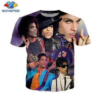 Prince Rogers Nelson T Kreklu, Jaunu, Vīriešu un Sieviešu Krekls 3D Drukas Dziedātāja Īsām Piedurknēm Gadījuma O Kakla Streetwear Topi Džemperi C004-2