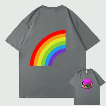 Reperis 6IX9INE varavīksnes t-kreklu apdruka vīriešu sieviešu īsām piedurknēm t-krekls hip-hop streetwear t-krekls skeitborda vīriešu un sieviešu T-krekls