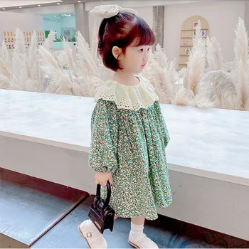 Pavasara Rudens Jaunas Ielidošanas Meitenes Kleita Laternu Piedurknēm Toddler Princese Gadījuma Kleita Meitene Puse Apģērbi