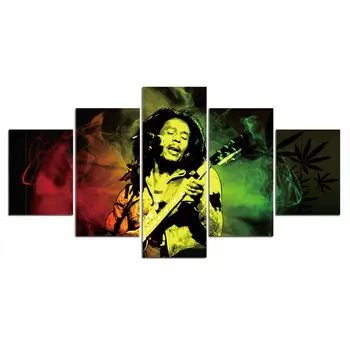 Gropējums Bob Marley Kanvas Glezna HD Izdrukas, Plakāti, Mājas Dekoru, Sienas Māksla 5 Paneļi Pop Dziedātājs Portreta Bildes Dzīvojamā Istaba
