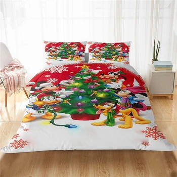 Disney Ziemassvētku Gultas Komplekts Mickey Minnie Dāvanu Mīksto Mājas Tekstils Guļamistabai, Queen, King Size Bērniem, Pāris Studentu Gultas Komplekts