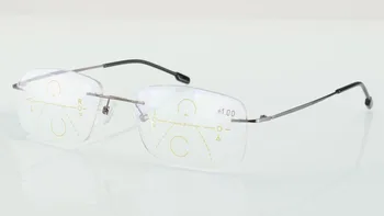 WEARKAPER Jaunu Titāna Sakausējuma, Anti-Blu-ray Smart Pakāpeniski Lasīšanas Brilles Presbyopic Briļļu Multifokāla Dioptriju Brilles 1-3