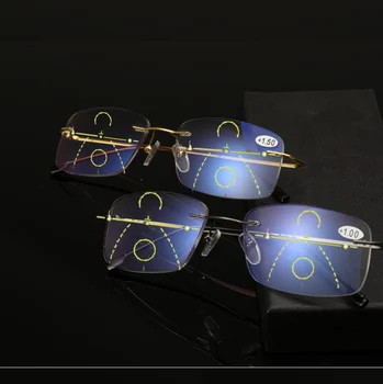 WEARKAPER Jaunu Titāna Sakausējuma, Anti-Blu-ray Smart Pakāpeniski Lasīšanas Brilles Presbyopic Briļļu Multifokāla Dioptriju Brilles 1-3