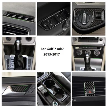 VW Golf 7 MK7 VII 13-17 Oglekļa Šķiedras Automašīnas salona Gaisa Izplūdes signāllampiņa Ūdens Kausa Logu Pārslēgt Pārnesumu Pārslēgšanas Paneļa Vāciņu