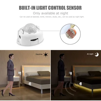 Smart PIR Kustības Sensoru Nakts gaisma 12V LED lampa Sloksnes Līmlenti mājas Kāpņu Skapis Virtuves Skapis luminaria 110V, 220V