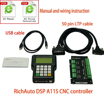 CNC Kontrolieris RichAuto DSP A11 A11S 3 Asi, USB Kontrolieris Tālvadības kontroles sistēmu, lai CNC Router Mašīna Kontroles Sistēma