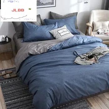 3/4 gabals vienkrāsainu gultas komplektu, guļamistaba dekorēšana sega vāka meitenēm AB pusē sega vāciņu 