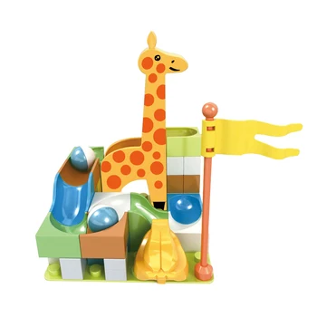 Duploe Dzīvnieku Skaitļi Marmora Rotaļlietas DIY Bāzes Plate Dāvanas Slaidu Sacensību Žirafe 51pcs Bumbiņas Labirints Palaist Bērniem Karoga Duploed Celtniecības Bloki