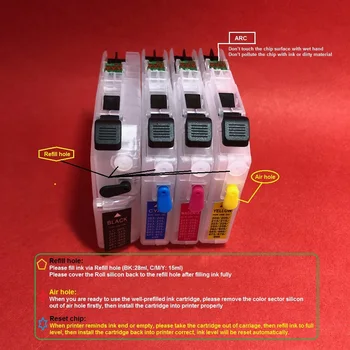 YOTAT uzpildāmas tintes kasetne LC227 LC225 Brother DCP-J4120DW MFC-J4420DW MFC-J4620DW printeri