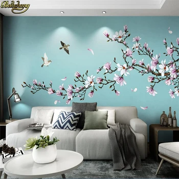 Beibehang pasūtījuma Eiropas Magnolijas Putnu foto Sienu Gleznojumi Fons Ziedu Sienas Mākslas Dzīvojamā Istaba Guļamistaba Fona tapešu 3d