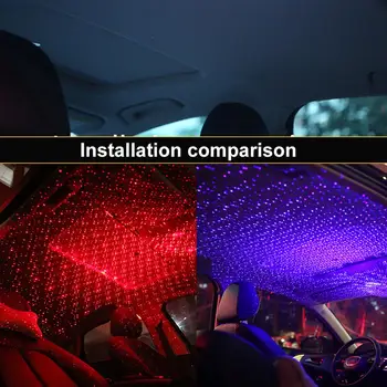 360° 12V USB LED Auto Jumta Zvaigžņu Nakts Gaismas Projektoru Gaismas Interjera Atmosfēras Galaxy Lampas Apdares Gaismas USB Spraudnis