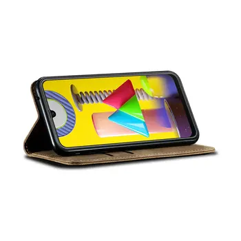 Luksusa Džinsa Ādas Samsung Galaxy M31S 2020. gadam Flip Case Maks, Kartes Turētājs Samsung M51 Gadījumā, M 51 M31 S M315 M317 Coque