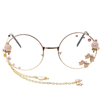 Ir 2021. Cute Jaunu Roku darbs Sakura Apaļas Saulesbrilles Sieviešu Vintage Meitenes, Gothic, Saules Brilles Oculos Feminino Lentes Gafas De Sol UV400