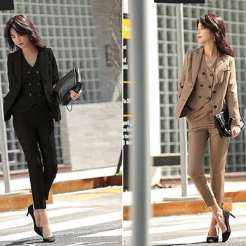 Ir 2021. Sieviešu Uzvalks Jauns korejiešu Stila Viena Pupiem, Maziem Uzvalks Jaka Britu Stils (Dungriņi) Fit Novājēšanu Trīs-Gabalu C16