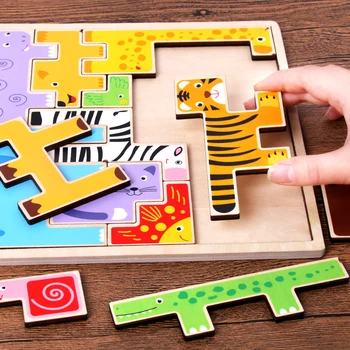 Bērnu Rotaļlietas, Funny Multiplikācijas filmu Mīklas Satiksmes Dzīvnieku Jigsaw Puzzle Bērniem Agrīnās Mācīšanās Izglītojošas Rotaļlietas Bērniem Attīstīšana
