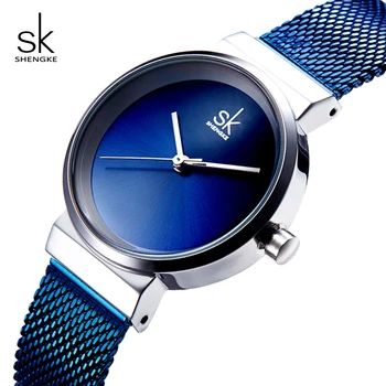 Shengke Zīmolu Pulksteņi Sieviešu Zilā Modes Dāmas Luksusa Pulksteņi Kvarca Skatīties Nerūsējošā Tērauda Reloj Mujer 2019 SK Pulkstenis #K0083