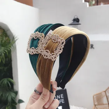 Jaunu Zīmolu Bohēmijas Samta Matu Lentes Meitene, Galvu Ar Metāla Rhinestone Hairband Sieviešu Cepures Modes Matu Aksesuāri