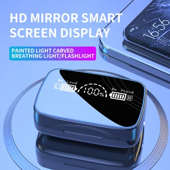 Karstā Pārdošanas Jaunu M9-18 Spoguļu Displejs TWS Bluetooth 5.0 Austiņas Bezvadu Austiņas 9D Stereo Sporta Ūdensizturīgs Earbuds Austiņas