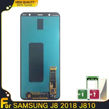 Super AMOLED LCD Samsung Galaxy J8 2018 J810 SM-J810 J810M Lcd Displejs Touch Digitizer Montāža Rezerves Daļas