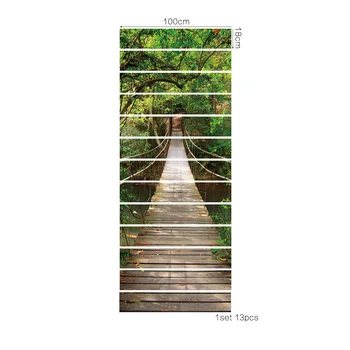 Bezmaksas piegāde 3D Kāpnes Uzlīmes pašdzēses PVC adhensive meža tilts karājas Plakāts, Sienas Vinila Foto Decal Apdare 13Pcs/komplekts