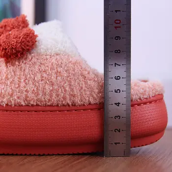 Chunky platforma iekštelpu čības meiteņu ziemas satraukt slaidu sieviešu ikdienas samta mājas kurpes sieviešu čības