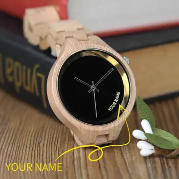 BOBO PUTNU Sieviete Skatīties Pielāgota Vārdam Dial Koka Vienkāršu Dizainu, Personalizēta rokas Pulkstenis Dropshipping Dāvanu Kaste reloj mujer