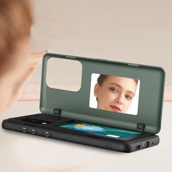 Slēpts Spogulis Kartes Slots Telefonu Gadījumā Samsung Galaxy S20 Ultra S10 S9 Plus S8 PC TPU Soft Case For Samsung Note 10 Plus 9, 8