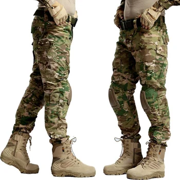 Multicam Kamuflāžas Militar Taktiskās Bikses Armijas Militāro formas tērpu Bikšu Varde Peintbola Kaujas Kravas Bikses Bez ceļsargus