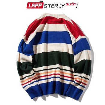 LAPPSTER-Jaunatnes Vīriešiem korejas Harajuku Džemperi Džemperi 2020. Gadam Mens Svītrainām Vintage Streetwear O-veida Kakla Džemperis Rudens Lielajam Topi