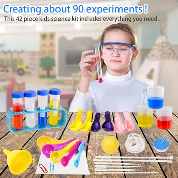 Bērniem Zinātnes Komplektu 90 DIY Zinātnes Eksperimentus, kas ar Lab Mētelis Zinātnieks Kostīms Bērniem Zēni Meitenes Bērniem, Lomu spēles un Rotaļlietas