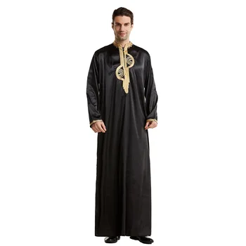 Musulmaņu Vīriešu Jubba Thobe Islāma Apģērba Stand Apkakli Kimono Ilgi Drēbes Saūda Musulman Valkāt Abaya Caftan Jubah Dubajas Arābu Mērci
