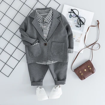 Bērns, Zīdainis, Zēns Formālu Uzvalku Puse, Dzimšanas dienas Apģērbu Komplekti Modes Zēni 3PCS Toddler Bērnu Piemērots, lai Mazulis Mētelis