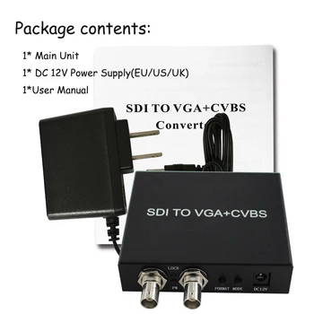 Raidījums SDI Converter Augstas Izšķirtspējas Video Converter Pārvērst SD/ HD/ 3G-SDI Signālu uz VGA & CVBS & SDI Signālu