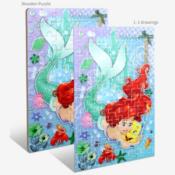 Disney 3d Puzzle / Saldēti 2 Puzzle 60 Gabalus Bērnu Izglītojošās Koka Rotaļlietas Puzzle Brīnums Puzzle Sirēna Princese Bērnu Mīklu
